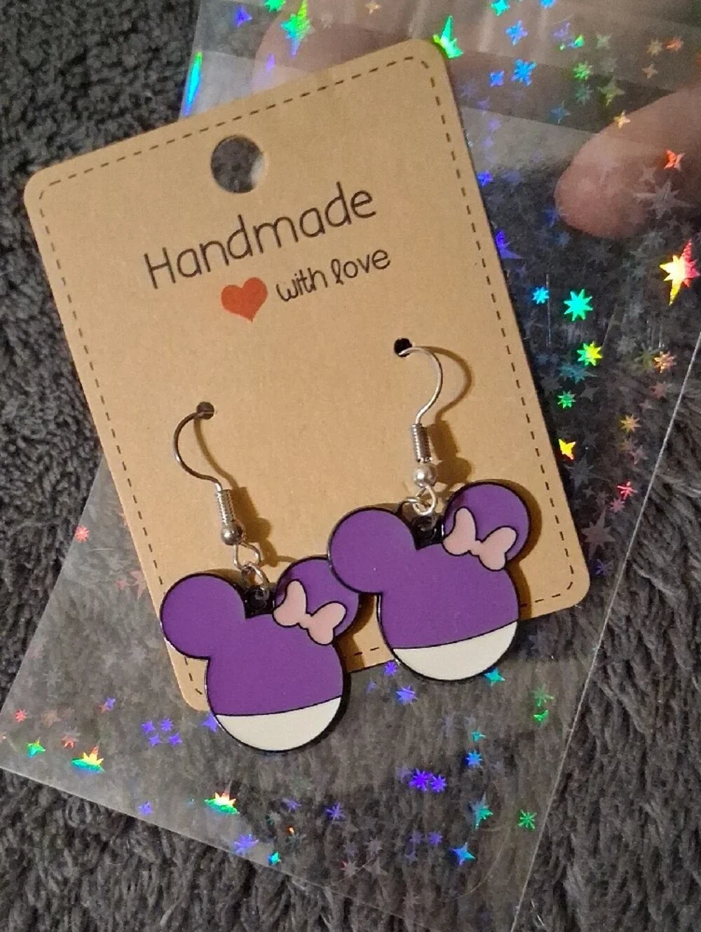 $8 Each Or Bundle 5/$20 Handmade Purple Minnie-Style Kids Earrings